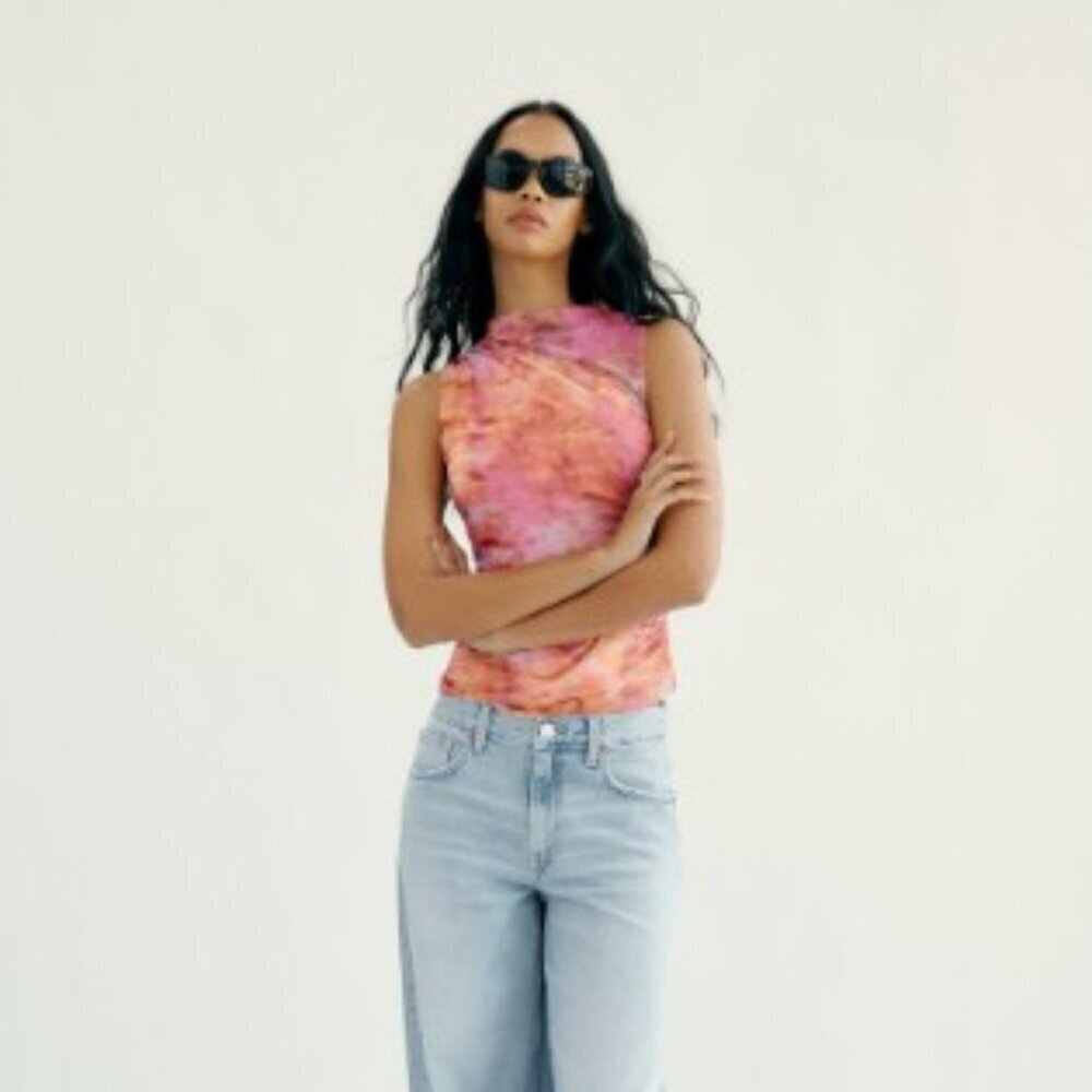 ZARA Printed Tulle top SIZE XS 7744/415/050